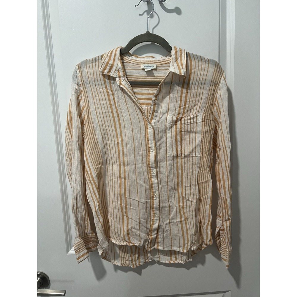 Sundance Women's Size Petite S "Create Beauty" Stripped Button-Up Cotton Shirt